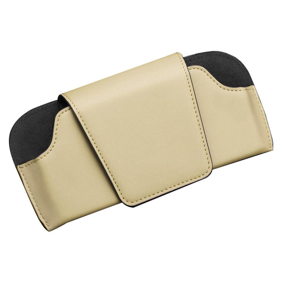 Sunglasses Holders For Car Visor - Magnetic Leather Sunglasses Holder And Card Clip - Car Visor Accessories One Size бежевый