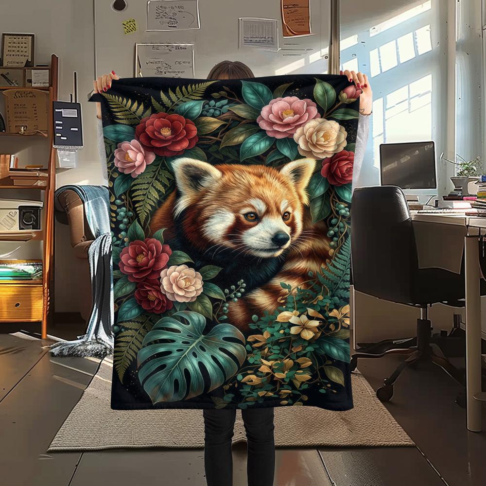 

1PC Cute little panda Print FlAannel Blanket, High quality Comfortable for All Seasons, Home Decor, Warmth and Comfort 80cm x 120cm