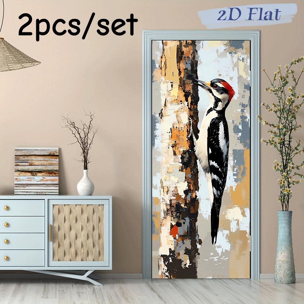 

2pcs Woodpecker Art Wall Stickers Home Wall Decoration Stickers Living Room Bedroom Entrance Background Wall Self Adhesive Wall (as the picture,38.5x200cmx2)