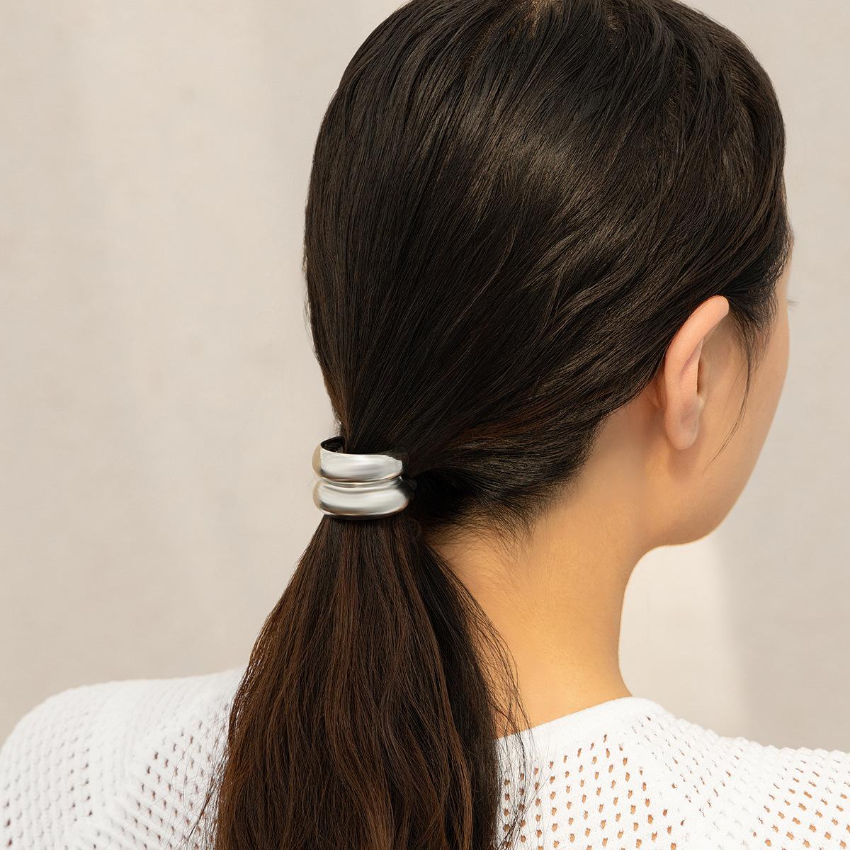 Simple Personality Metal Smooth Surface Geometric Square Elastic Hair Band Hair Jewelry for Women Charm Hair Accessories Gifts
