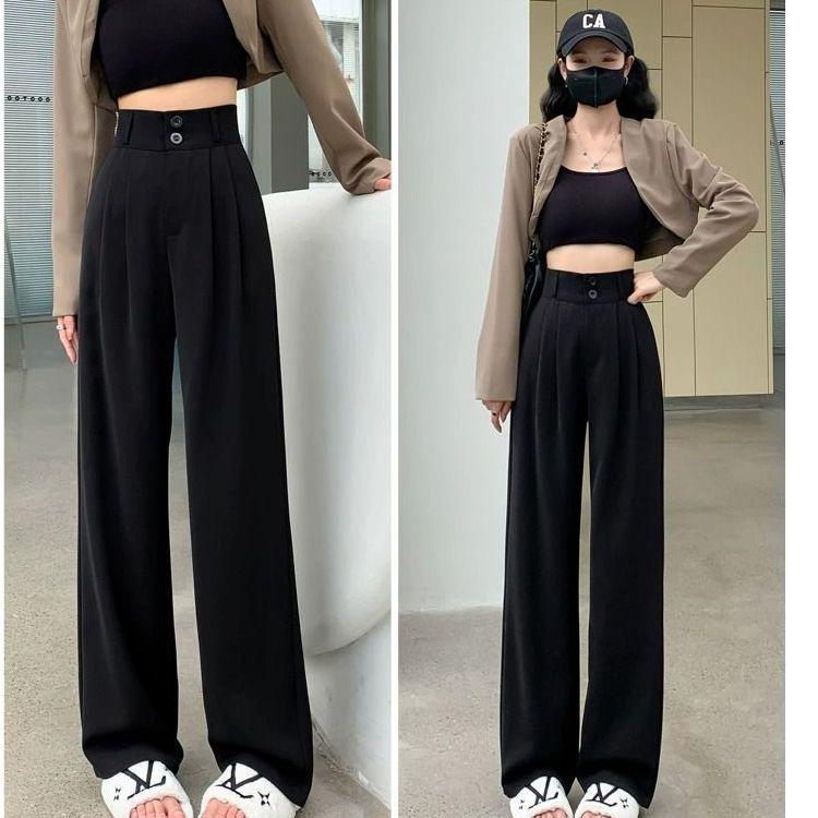 

Кофейные брюки с высокой талией из ледяного шелка с широкими штанинами - Женская летняя коллекция 2025 3XL чёрный