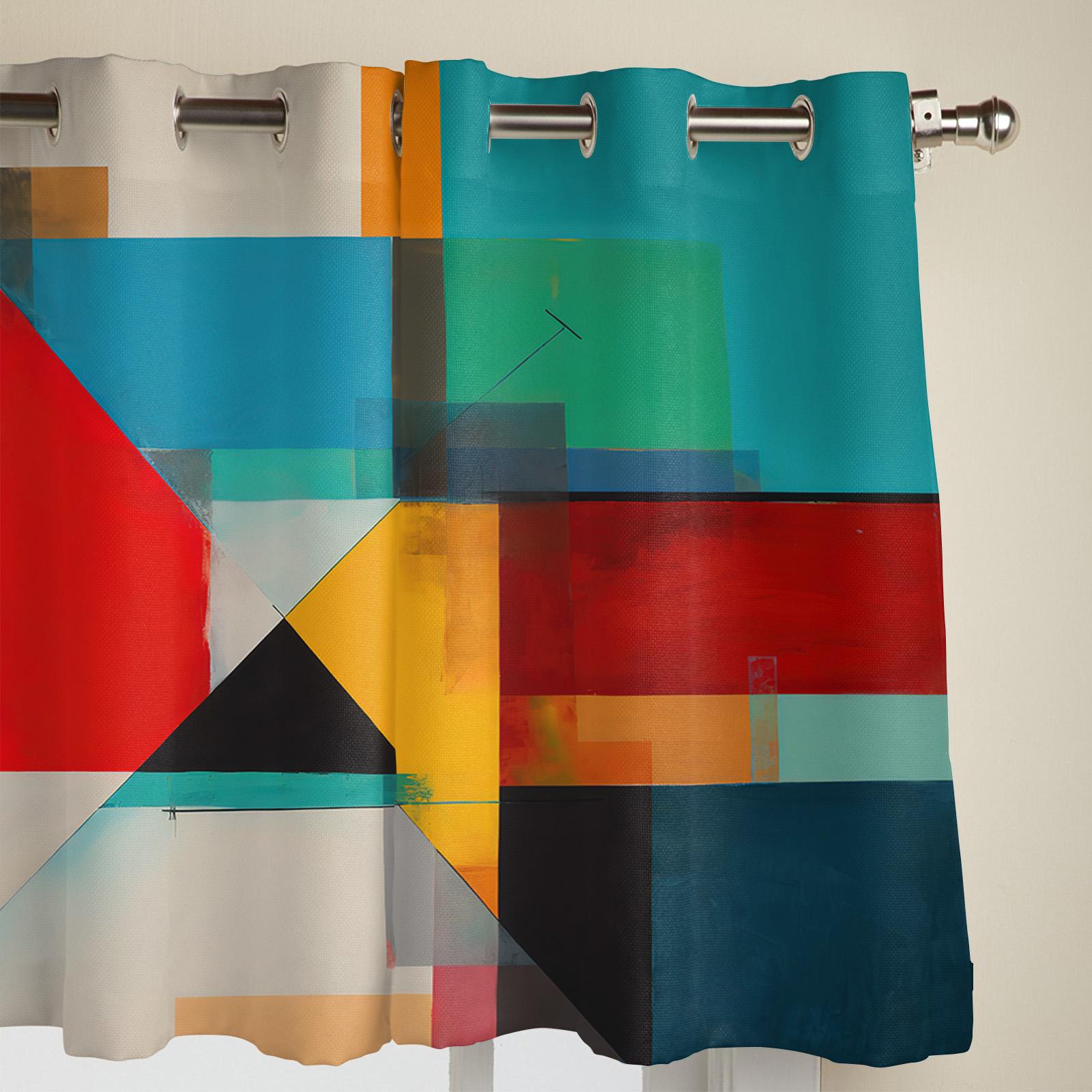 Геометрические цветные блоки линия современные оконные шторы для гостиной спальни — фото 3