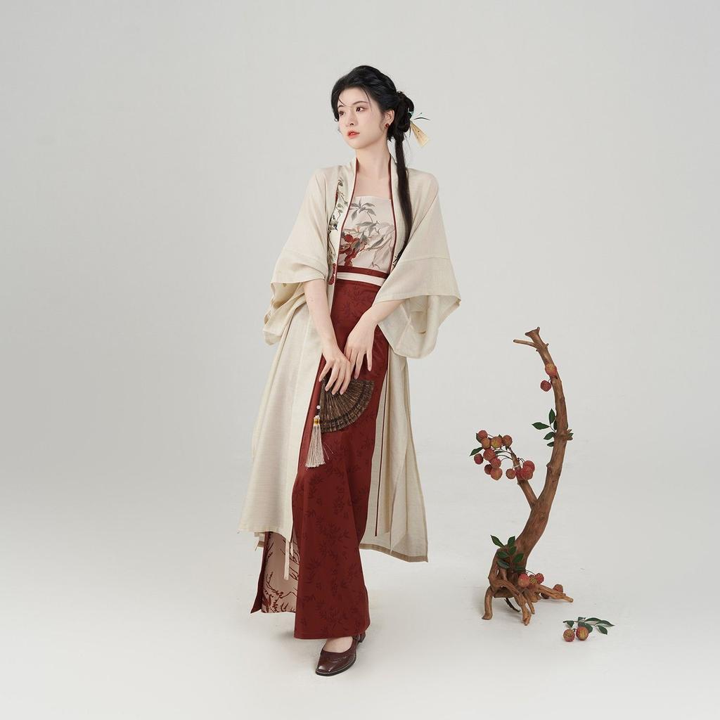 Chinese Song Dynasty Style Hanfu Embroidery Three-piece Set For Women