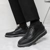 New Brogues Leather Platform Oxfords Lace Up Thick Tottom Male Derby Shoes Casual Loafers Mens Square Toe Formal Dress Shoes Men