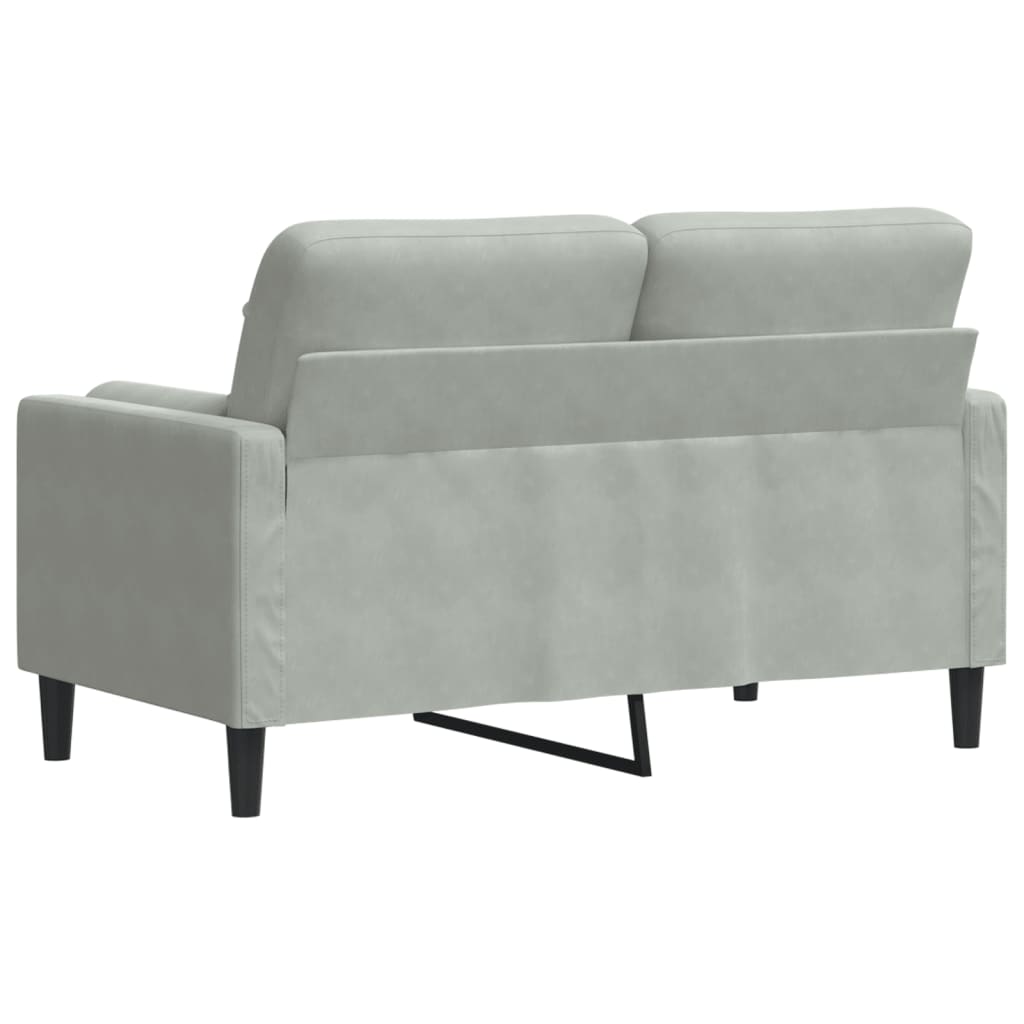 2 Seater Sofa with Decorative Cushions Light Grey 120 cm Velvet