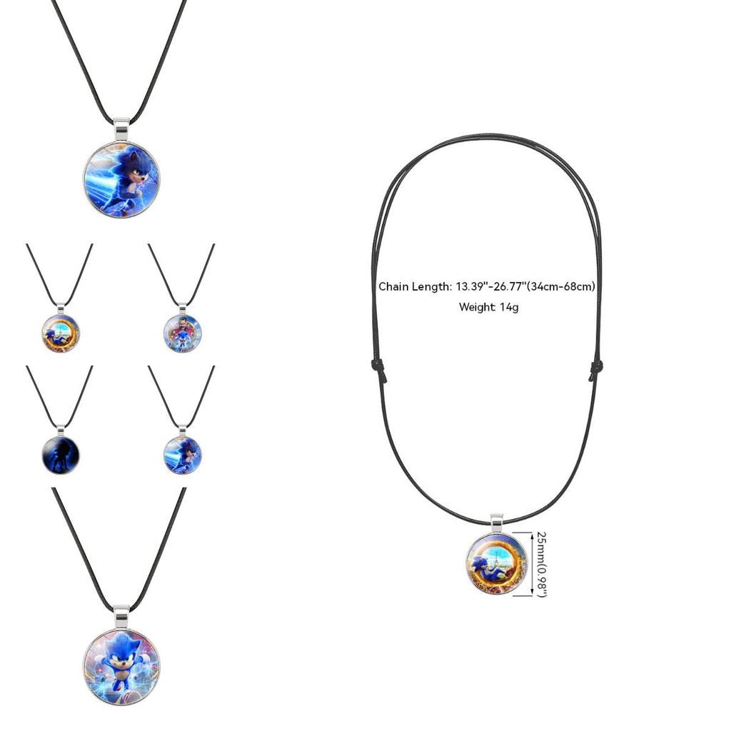 Sonic The Hedgehog Time Stone Necklace Soft Wax Rope Hypoallergenic Cartoon Pendant