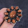 Natural Red Sunstone Gemstone 925 Sterling Silver Jewelry Ring Size 6.5 T9E82