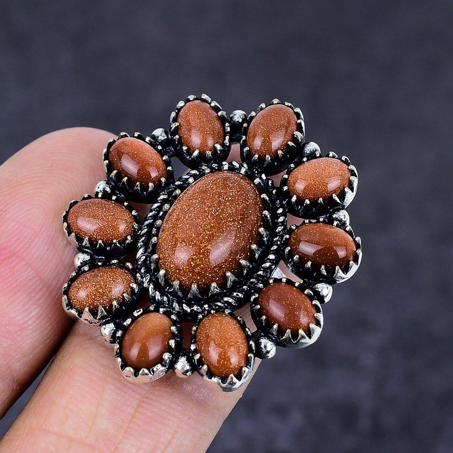 Natural Red Sunstone Gemstone 925 Sterling Silver Jewelry Ring Size 6.5 T9E82