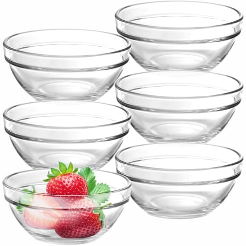 Horikoshi Glass Small Bowls, 10.5cm, Set of 6, Ocean Stacking Bowls, for Prep