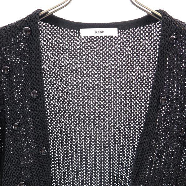 Rene Made In Japan Five-quarter Sleeve Cardigan 38 Openwork Knit Bolero Women Used