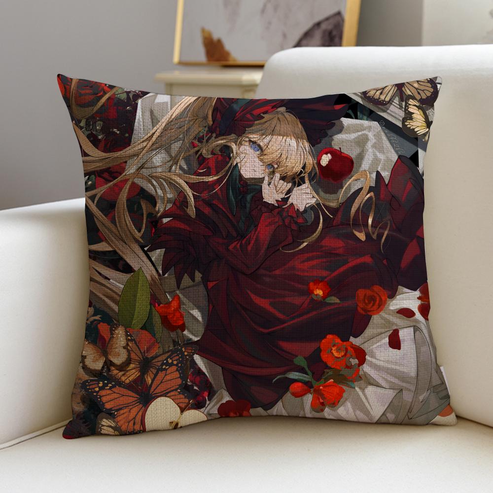 Anime RRozen MaidenS Cushion Cover Breathable and Skinfriendly Linen Pillowcase Square Removable and Washable Cushion