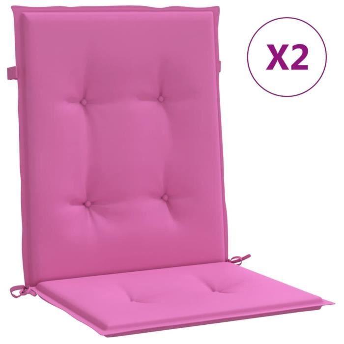 VidaXL Coussins de chaise à dossier bas lot de 2 rose tissu 361334