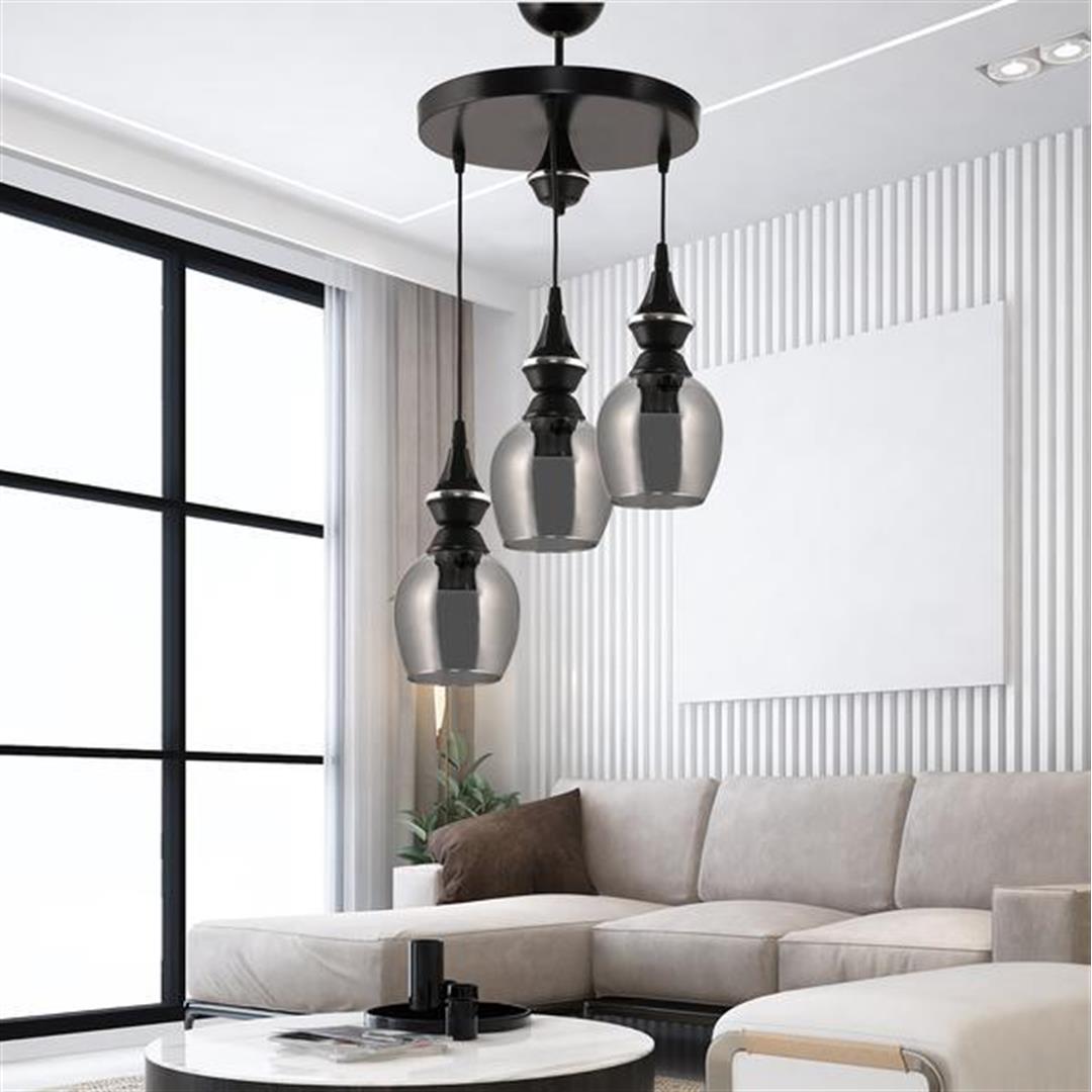 

Люстра Safir Light Pera из дымчатого стекла, 3 шт., черная