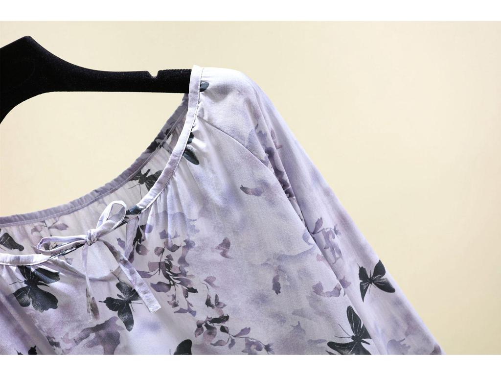 Letnia odzież domowa w kwiaty 2025: Luźne, swobodne spodnie do spania w stylu retro i top w dużym rozmiarze