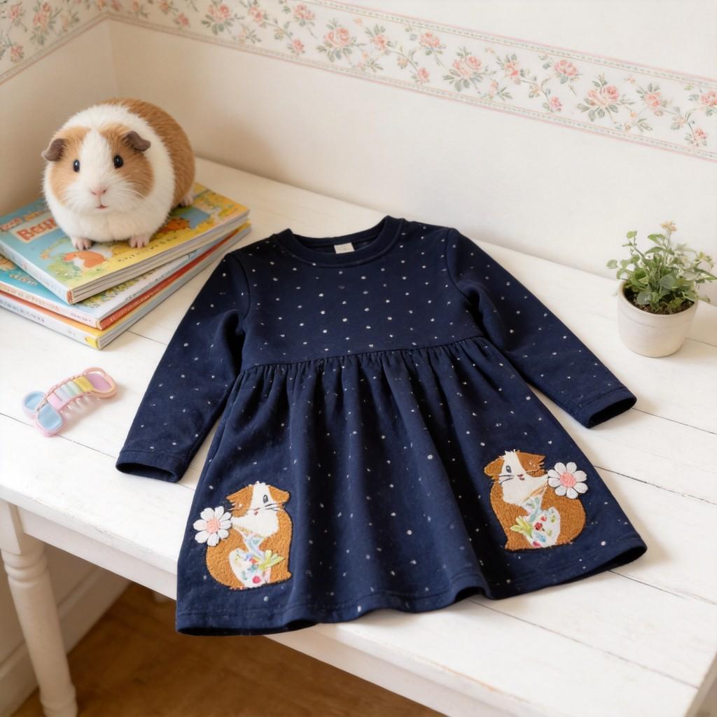 Girls Cotton Princess Dress With Cartoon Elements For Daily Wear