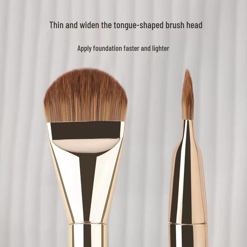 Tongue-Shaped Seamless Foundation & Concealer Brush - Soft, Non-Shedding, Portable Makeup Tool