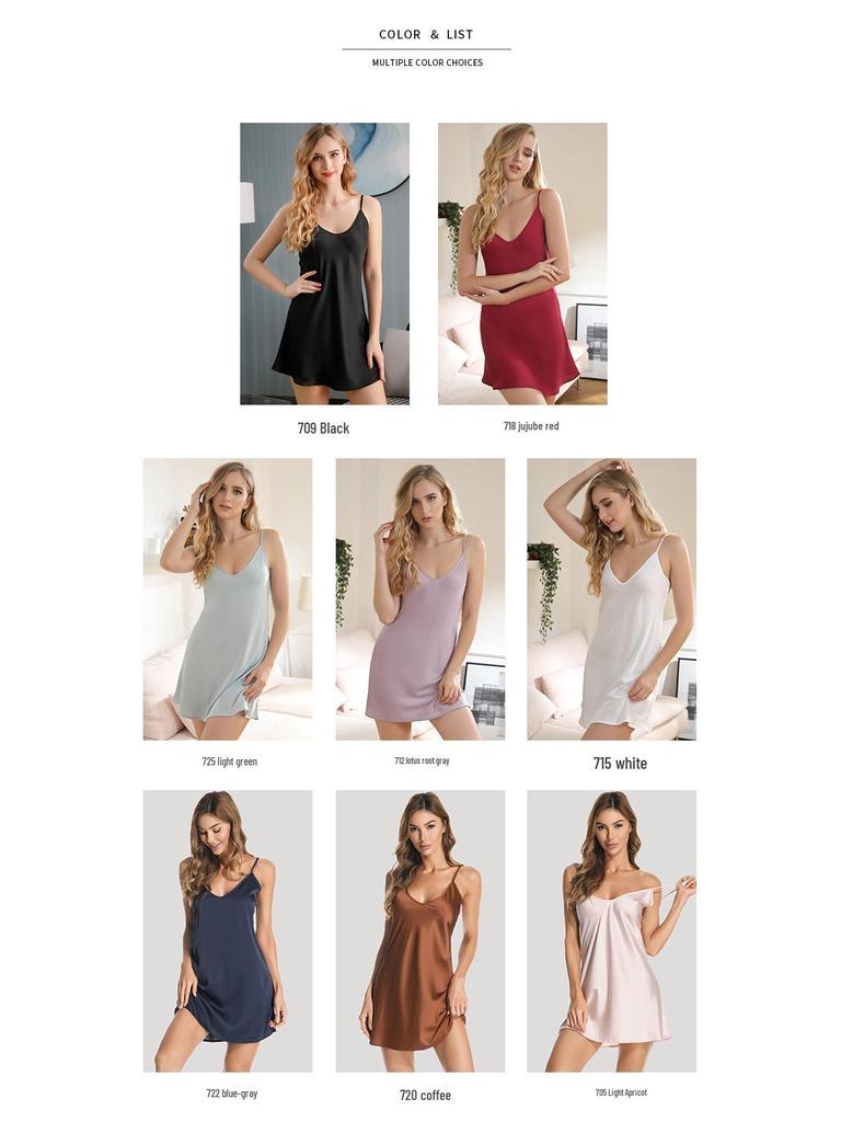 Satin Fauxseide Tiefes V Damen Camisole Nachthemd - Sexy Dessous & Modische Nachtwäsche für Frühling/Sommer