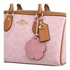 Coach Bolsa de ombro Rowan 30 com fecho de flor em lona revestida, tamanho grande, feminina, rosa