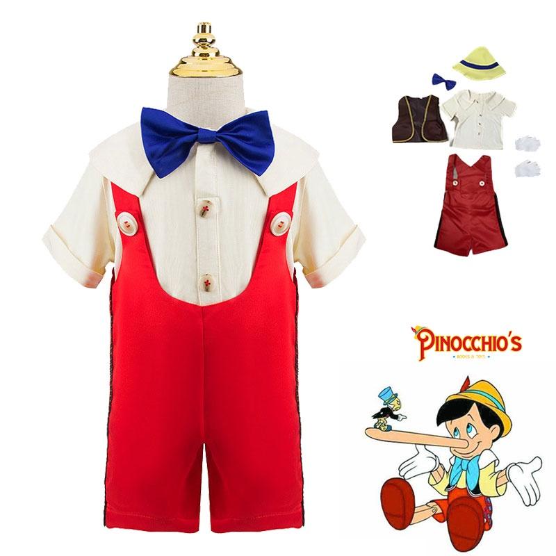 Nuovo Arrivo Costume Cosplay da Pinocchio per Ragazzi Set da Tre Pezzi Per Spettacolo Travestimento