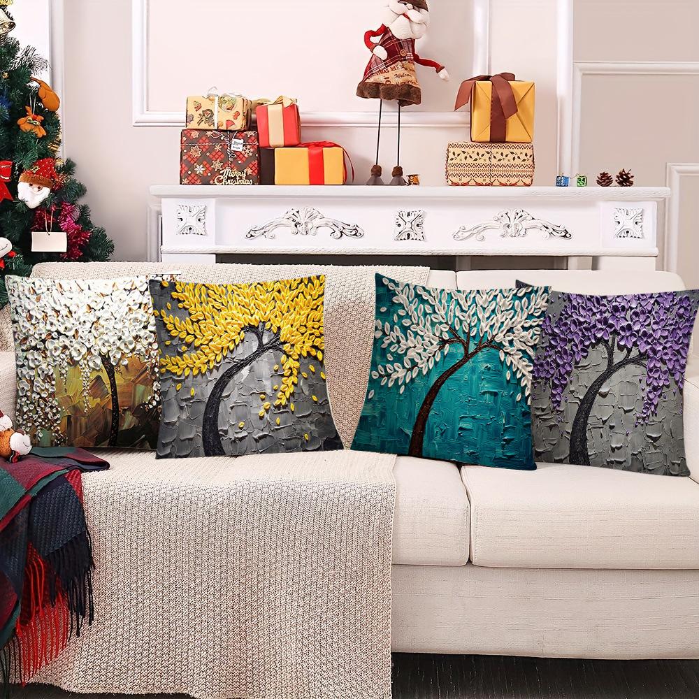 Printed Pillowcase Digital Printed Cotton and Linen Super Soft Peach Leather Velvet Pillowcase Oil Painting Style Pillowcase