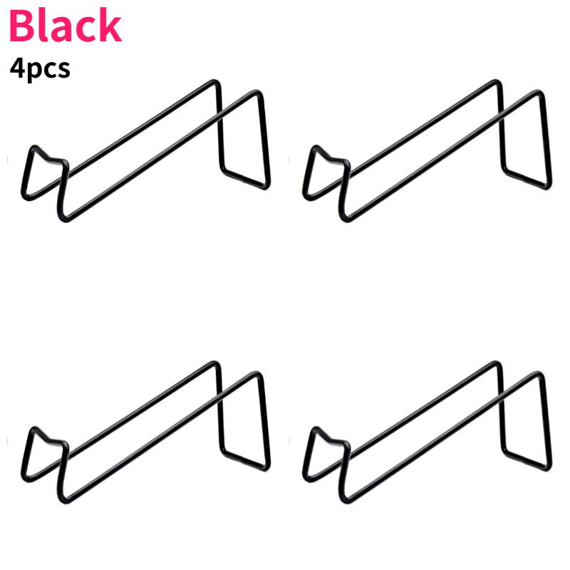 4pcs Elegant Black Iron Wine Bottle Holders Space-Saving Tabletop Wine Rack for Kitchen & Dining Decor Home Kitchen Organizer