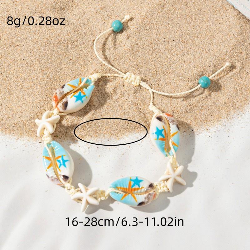 Simple Adjustable Woven Rope Handmade Bracelets for Women Men Boho Shell Conch Starfish Charm Bracelet Summer Beach Jewelry Gift