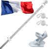 Catarg din aluminiu pentru steag cu suport pentru steag 180cm + steag Franței