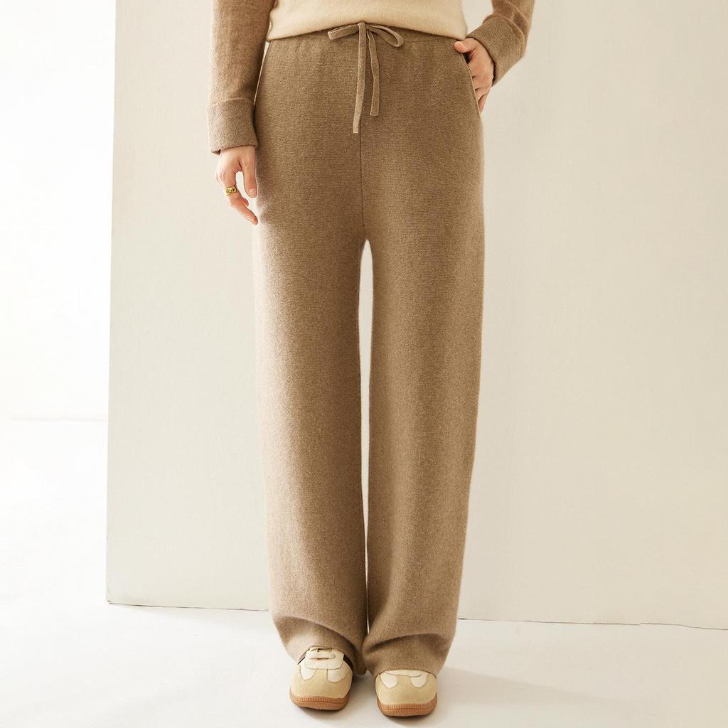 Women's High-Waist Cashmere Wide-Leg Knit Pants