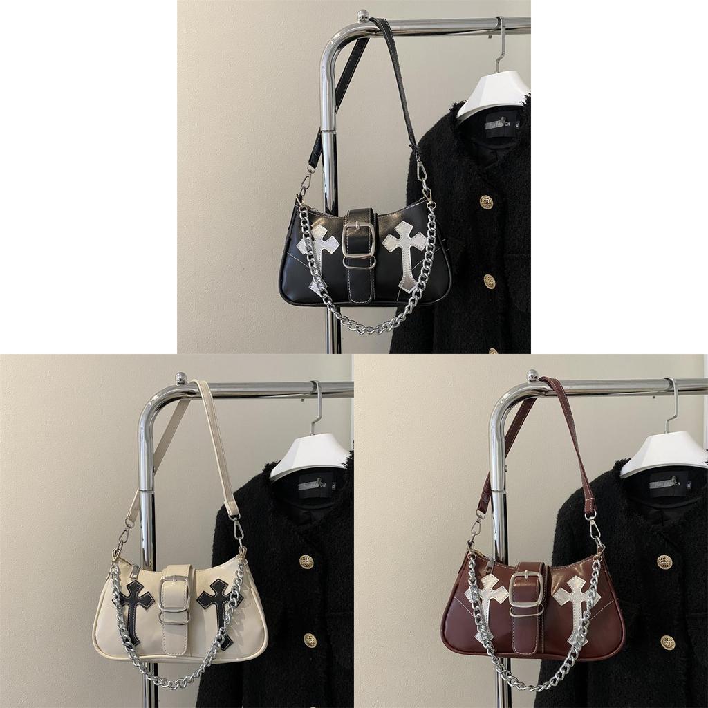 Street Style Pu Small Shoulder Bag With Chain Detail For Daily Use