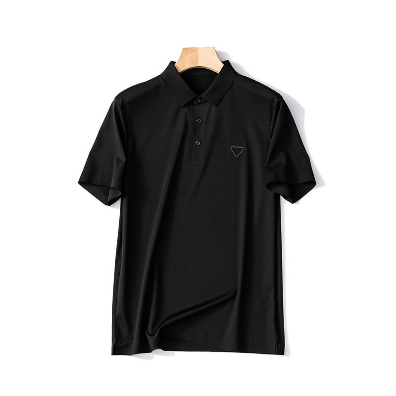Lyocell Tencel Shirt Men s Short-Sleeved Polo Shirt Mulberry Silk T-Shirt Summer Clothing Export Export Collared T-Shirt Black 130