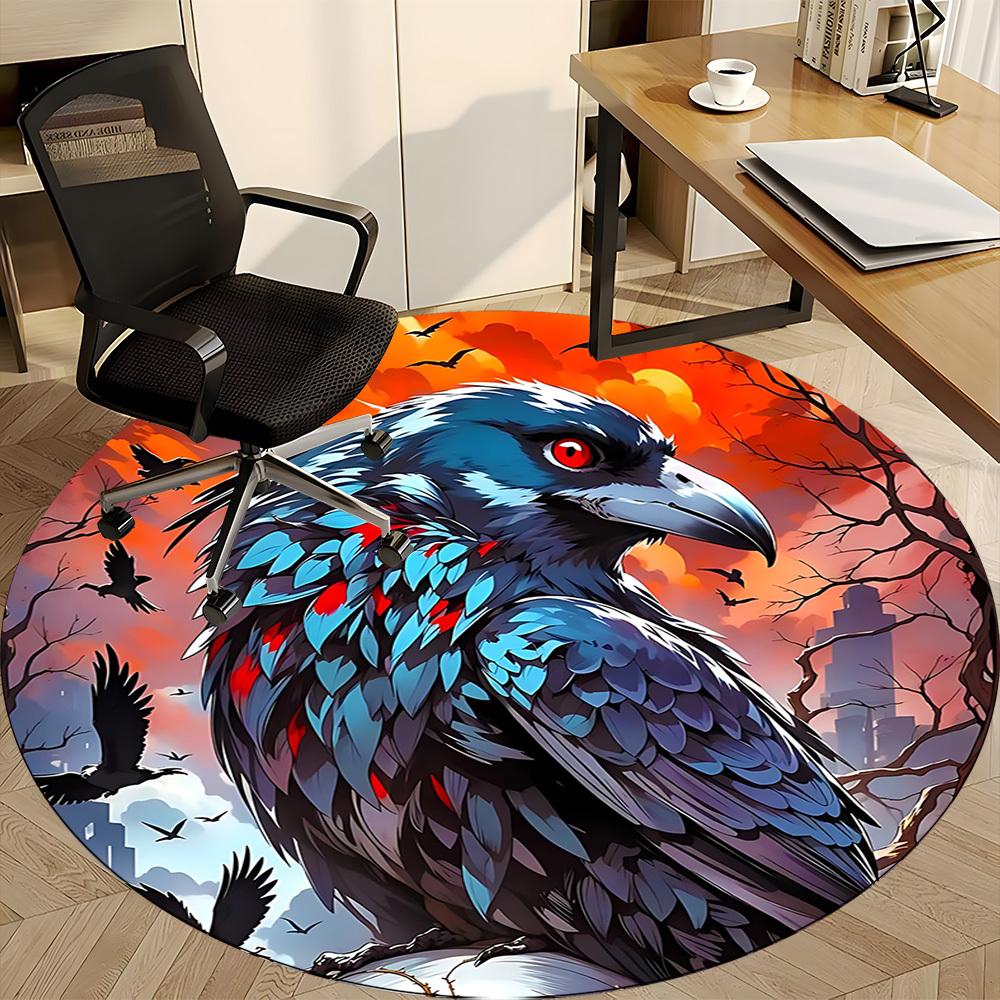 1pc Raven Sky Office Round Area Rug, Under Office Chairs Bedroom Living Room Home Decor, Room Deco, Available in Various Sizes