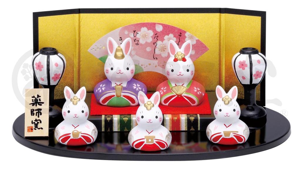 Rabbit Flat Doll Display Male Female Hinamatsuri Nishiki-sai [Height 4cm, 4cm] (Doll Festival)