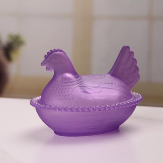 Yousheng Chicken Shaped Candy Dish Hen On Nest Glass Candy Bowl with Lid Farmhouse Egg Tray Dessert Plate Snack Bowl for Party Treats Home Tabletop