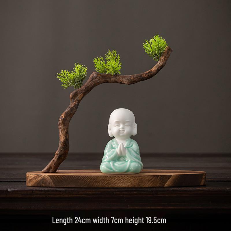 Solid Wood Root Carving Ornaments: Natural Zen Base for Home Decor