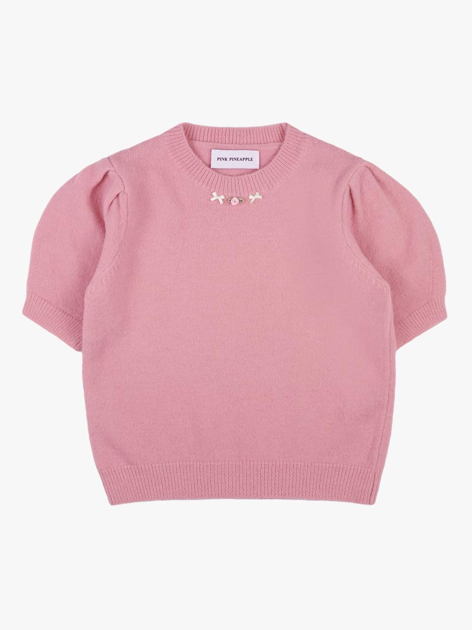 Pink Pineapple Rosette Puff Knit_Pink Pink/Free