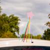 LOGOFUN 2 Stück Rosa Sternband Autoantennenaufsätze 8cm zur Auto-Dachdekoration für Outdoor-Reisen und den täglichen Gebrauch