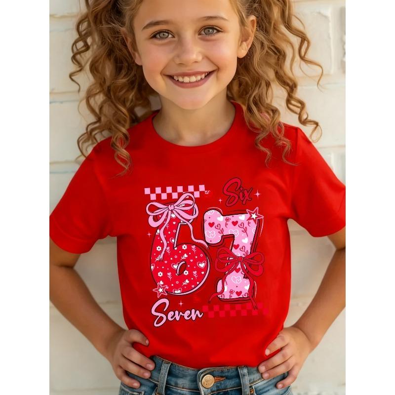Moda Estiva Bambina T-shirt a Maniche Corte Stampa Cartone Animato Casual Versatile