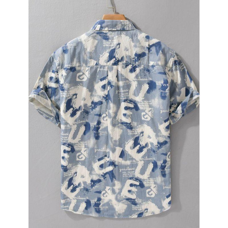 Trendy over Print Short sleeve Shirts Men's Japan fashion Hong Kong Style Casual All-matching Half Sleeve Cargo Shirt 2025 New