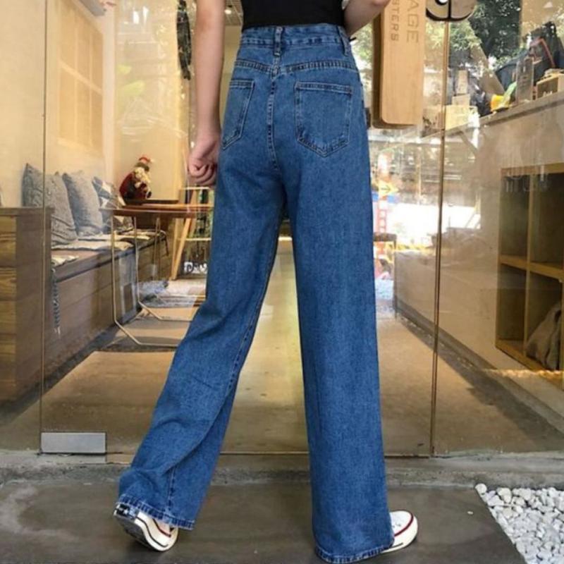 Jeans da donna Gamba larga Vita Alta Pantaloni In denim Larghi Pantaloni  lunghi dritti acquista in modo economico — spedizione gratuita, recensioni  reali con foto — Joom