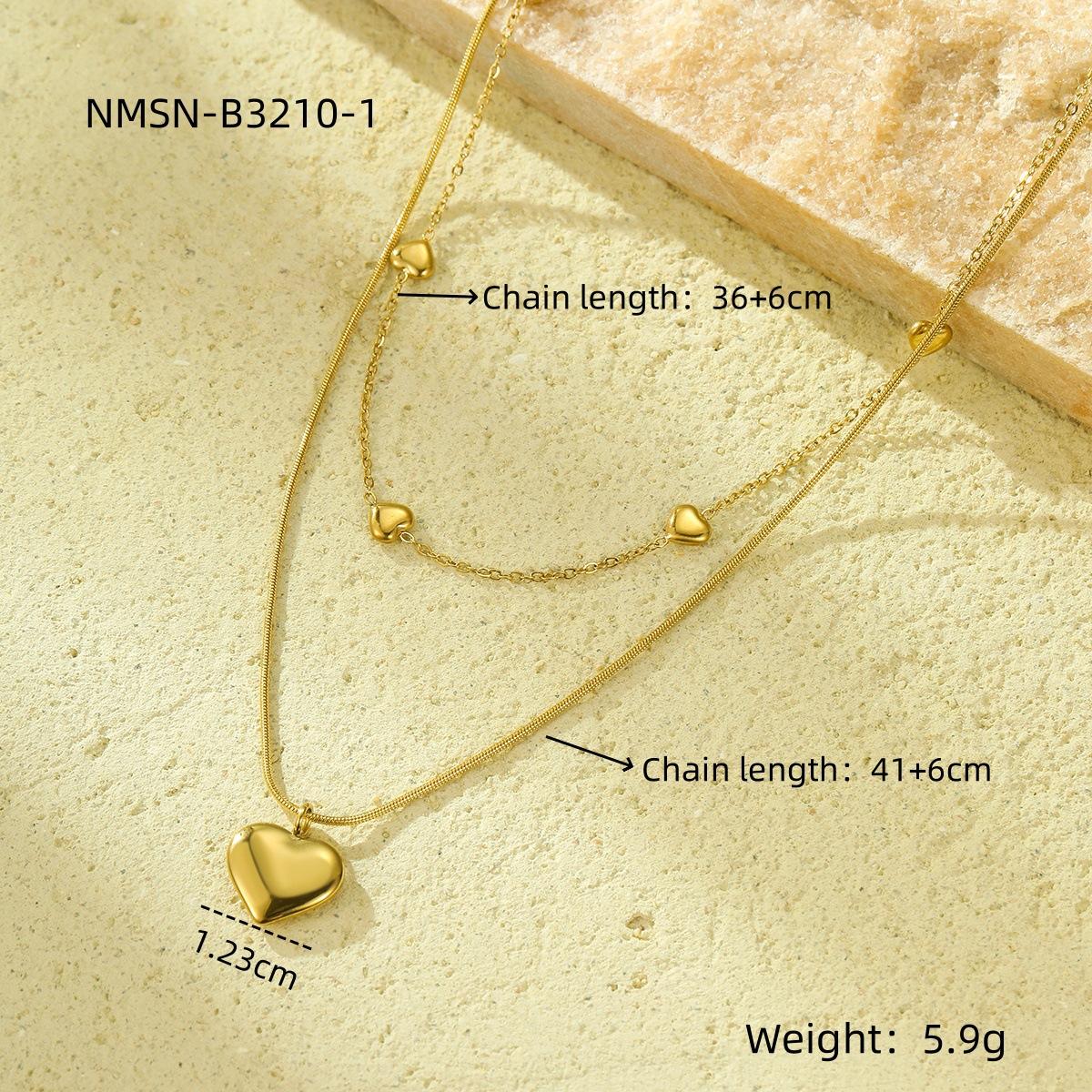 GEMCHIC Women s Fashion Double Layer Stainless Steel Heart Pendant Necklace Trendy Solid Chain Gold Color