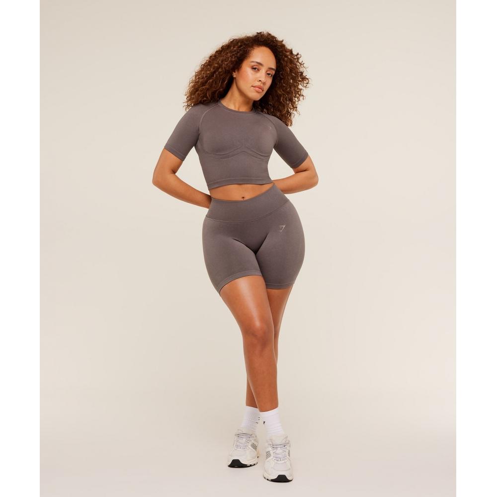 Gymshark Lift Seamless Short Sleeve Top Cool Brown B6b4q Nbzg