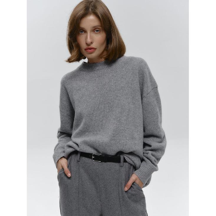 Women'S O-Neck Oversized Sweater Autumn Winter Thick Warm Loose Simple Solid Color Knitted Pullover Casual Jumper Top