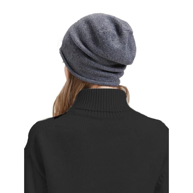 Beanie Hat Slouchy Flipped Soft Knitted Cap Warm Outdoor Hiking Winter Hat Casual Bonnet Hat Fashion Lightweight Comfortable