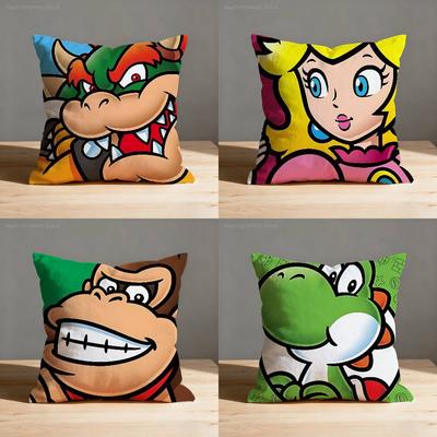 Housse de coussin B-Bowser Princesse D-Donkey Kong Pour Décoration de Canapé Voiture Bureau Chambre Housse de Coussin Imprimée Décorations et Protection