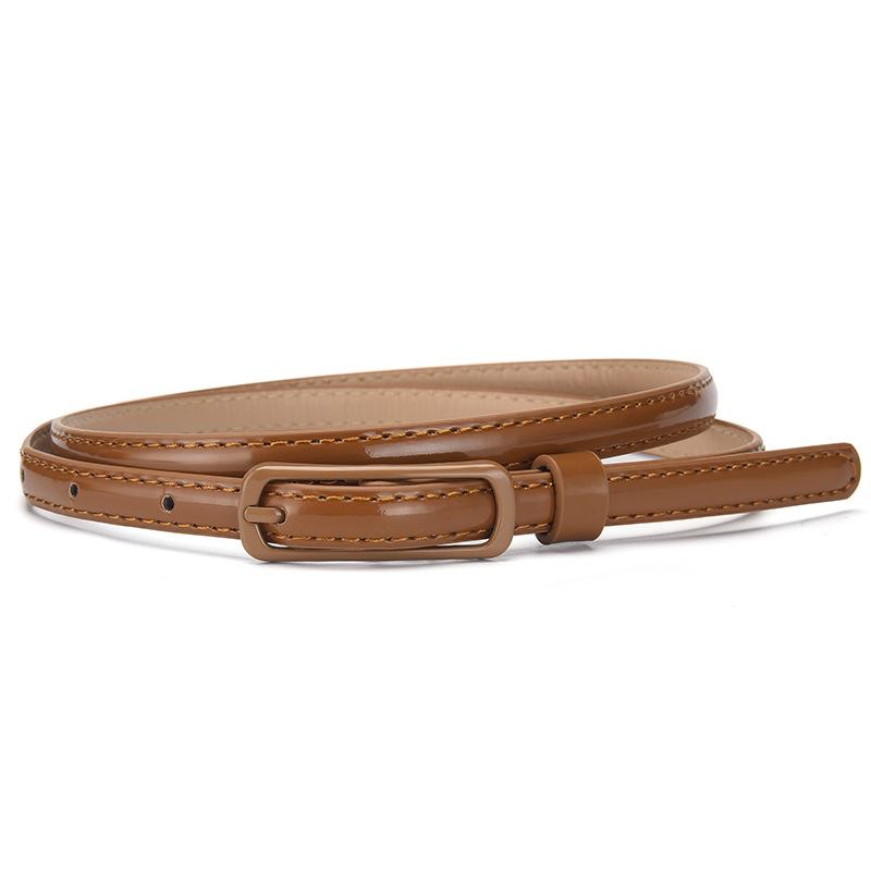 Nouvelle arrivee: Ceinture Minimaliste Fine Polyvalente Fraîche et Décontractée pour le Quotidien Modele de Ceinture pour Femme à Boucle de Couleur Pastel 105cm brown