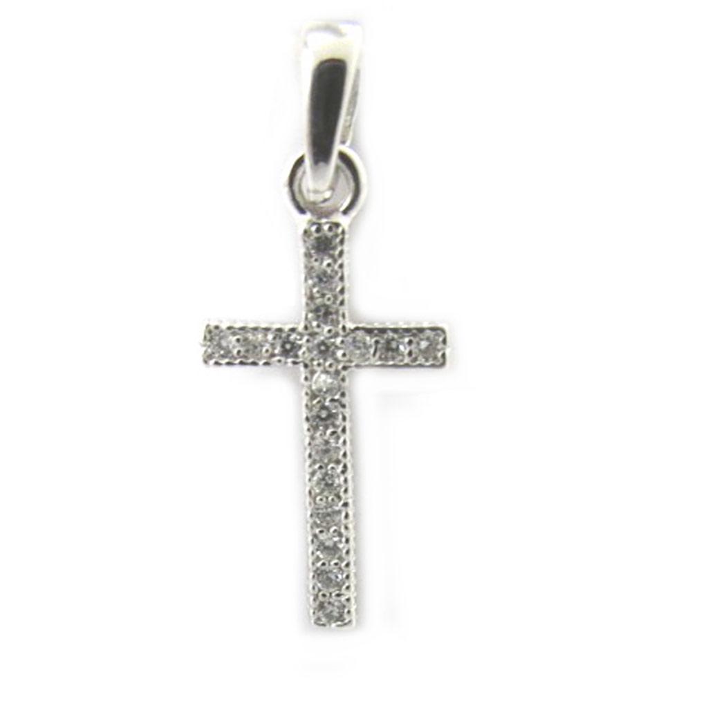 Les Trésors De Lily [M1696] - White 'Cross' Silver Pendant