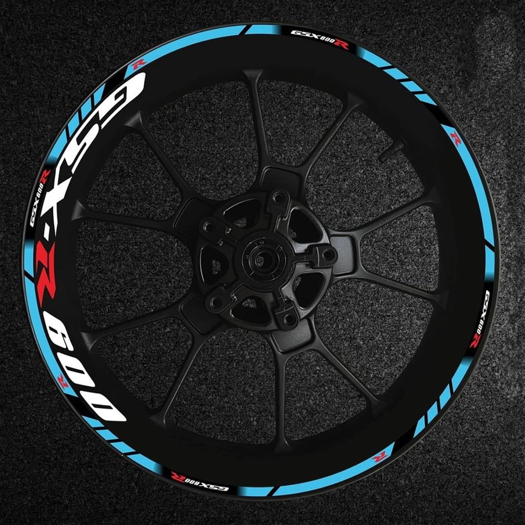 Stripe Stickers Motorcycle Wheel Hub Rim Decal Reflective Sticker for Suzuki GSXR600 Gsxr/600/R/600R Gsx-r 600 R600 (Color : L)