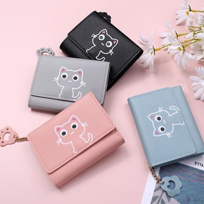 Dámská peněženka Roztomilá kočka krátká peněženka z kůže Malá peněženka Multi Card Holder Peněženka
