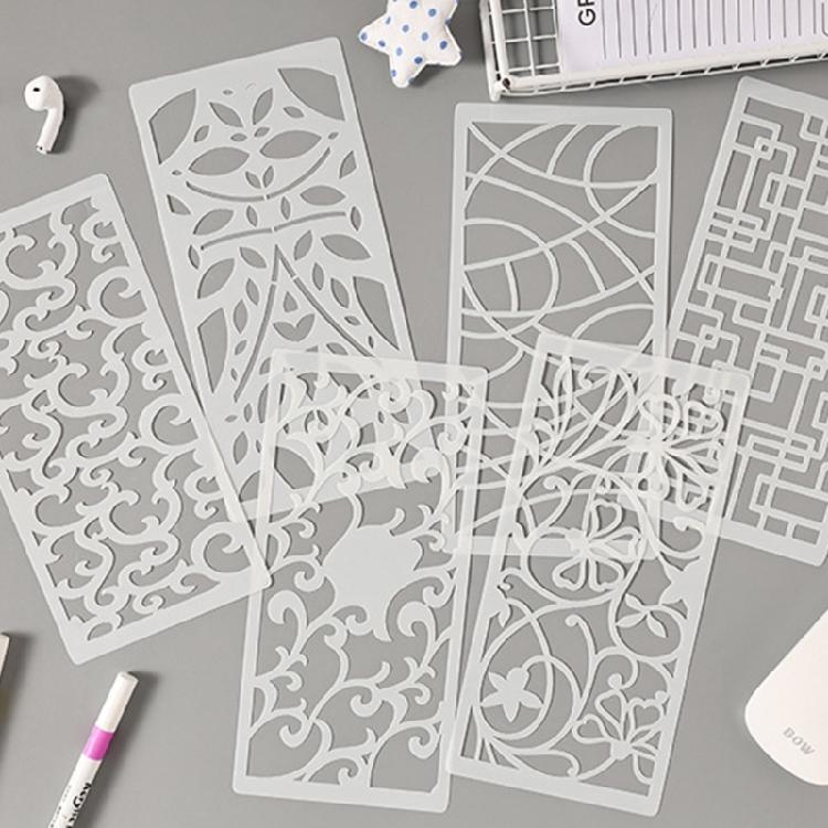 6 Pezzi Template Dettagliati Svuotati Riutilizzabili per Principianti e Professionisti in Journaling o Corsi d'Arte