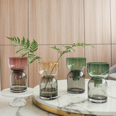 Glasvase, transparent, farbig, doppelschichtig, Blumenarrangement, Blumenarrangement, Hydrokultur, Terrarium, Heimdekoration